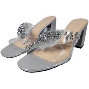 Adrienne Vittadini Avenue Embellished Clear Strap Mule Sandal 9.5 M NIB‎